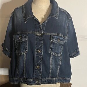Plus size 5X denim jacket short sleeve vest Jean